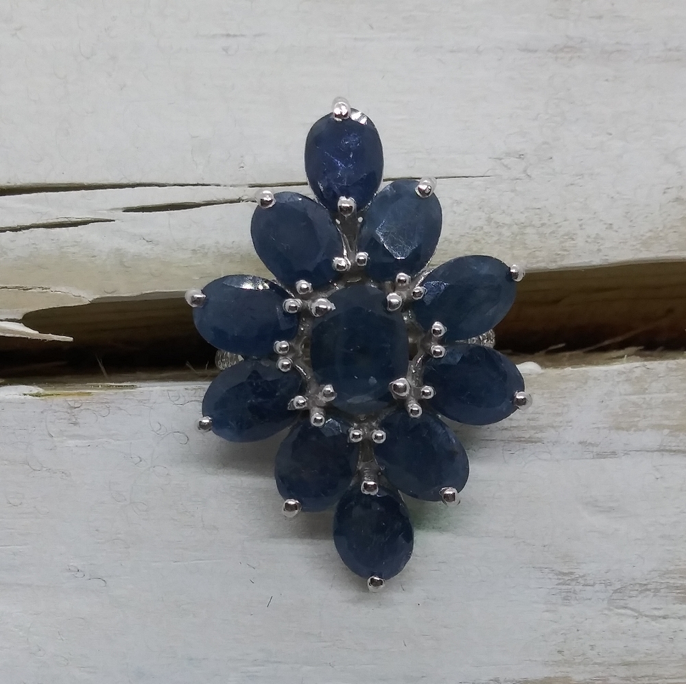 Genuine Raw Sapphire 8.45ct Cocktail Ring Sz 5 - Picture 3 of 13